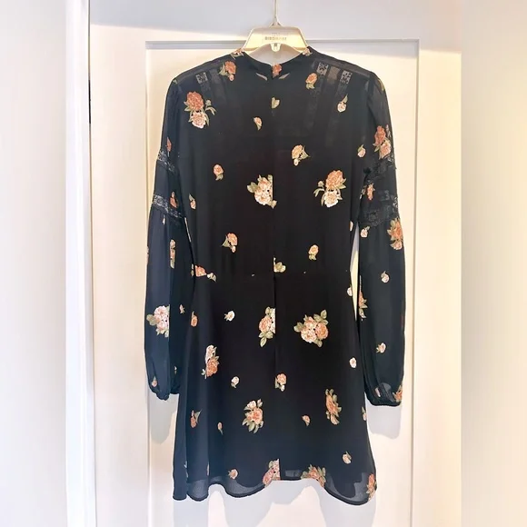 Reformation Sachi dress black size 2 Aphrodite floral - Picture 8 of 13